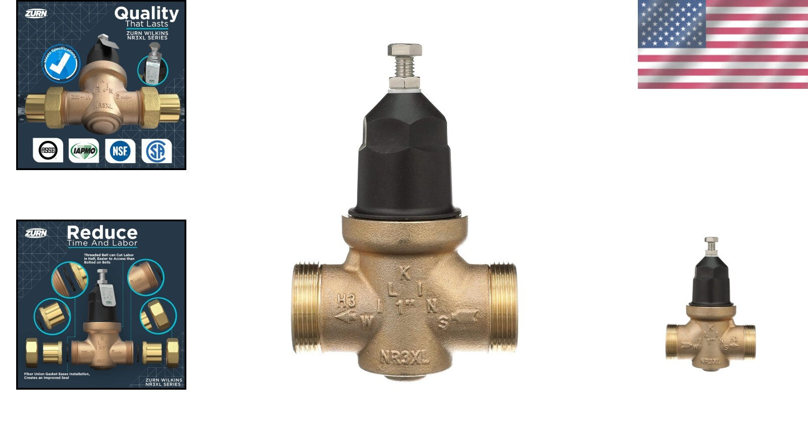 Efficient Brass Pressure Reducing Valve - 1" NPT Connection for Residential Use