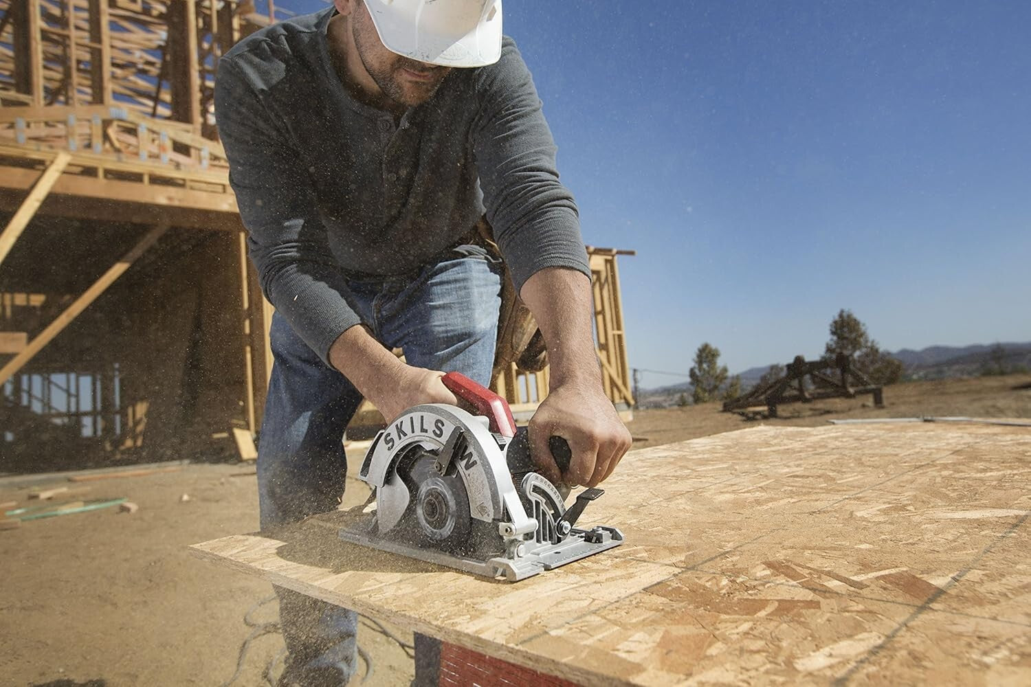 15 Amp Lightweight Circular Saw with 56-Degree Bevel - Perfect for Woodwork