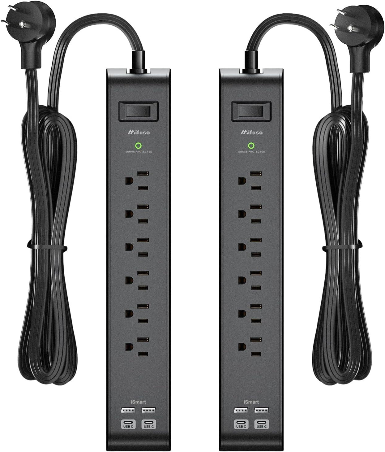 Versatile USB Charging Surge Protector Power Strip with 900 Joules Safety Rating