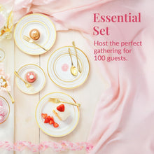 Load image into Gallery viewer, Luxurious 600-Piece Gold Trim Dinnerware Set for 100 Guests - Perfect for Events