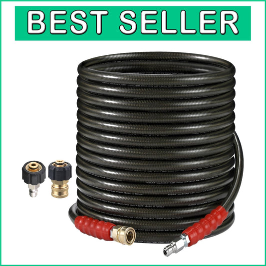 Versatile 50ft Steel Braid Pressure Washer Hose - 6000 PSI, for Gas & Electric