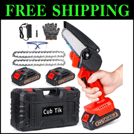 Cordless Mini Chainsaw - 4 Inch Rechargeable 550W Lightweight One-Handed Tool