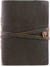 Load image into Gallery viewer, Rustic Buffalo Leather Photo Album with Leather Strap - 30 Page Scrapbook