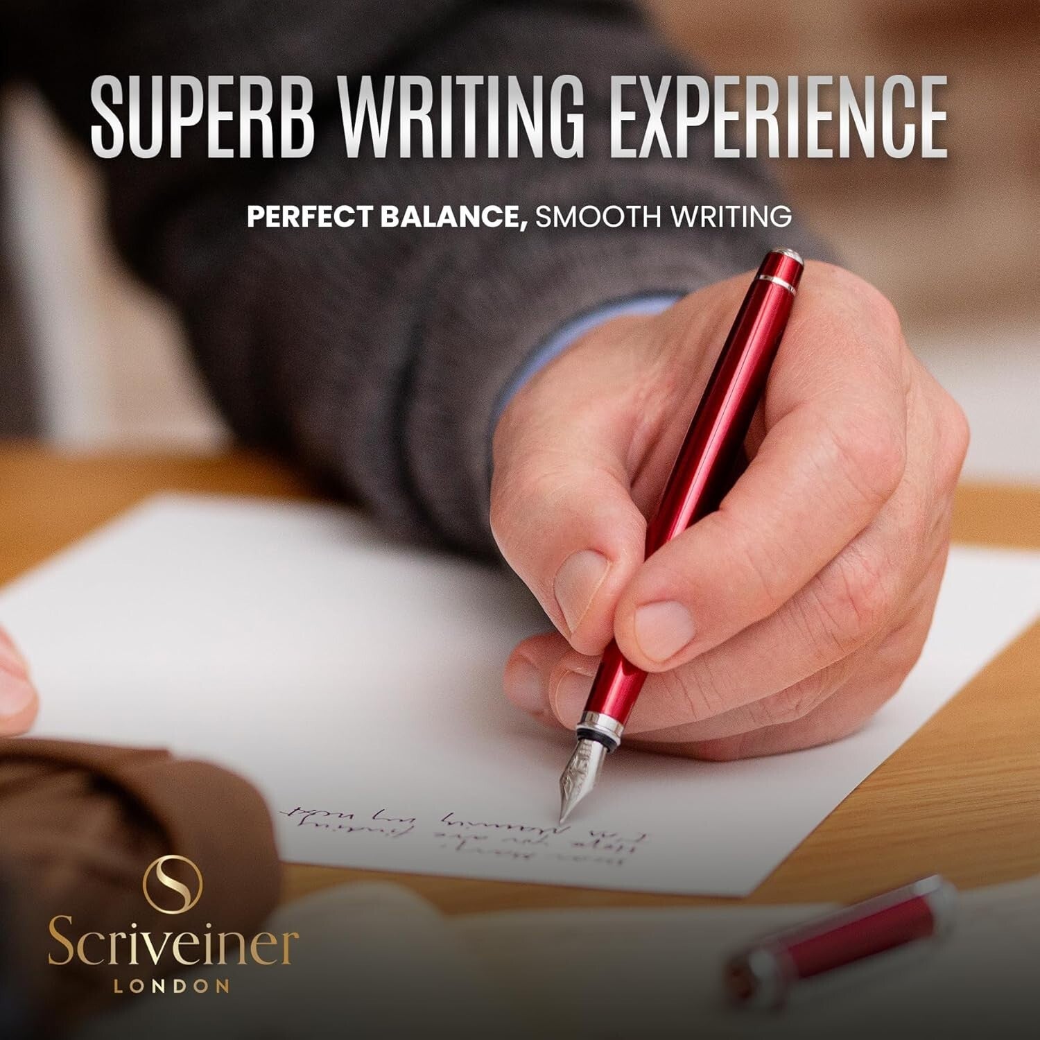 Elegant Refillable Fountain Pen - Medium Nib, Deep Crimson - Office Essential