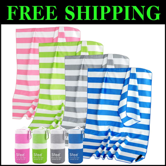 Compact Microfiber Beach and Gym Towels Set - Ultra-Light & Super Absorbent