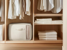 Load image into Gallery viewer, Spacious 70L Foldable Cotton Linen Storage Bags with Zipper &amp; Side Window, Beige