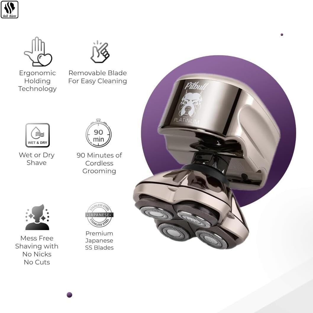 Ergonomic Shaving Kit for Men - Portable Bald Head Shaver with Accessories