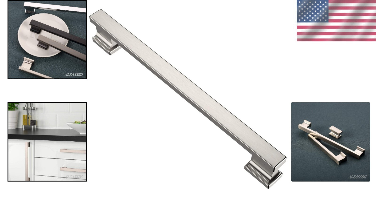 Elegant Zinc Cabinet Pulls with 7 Inch Centers - 10 Pack in Satin Finish