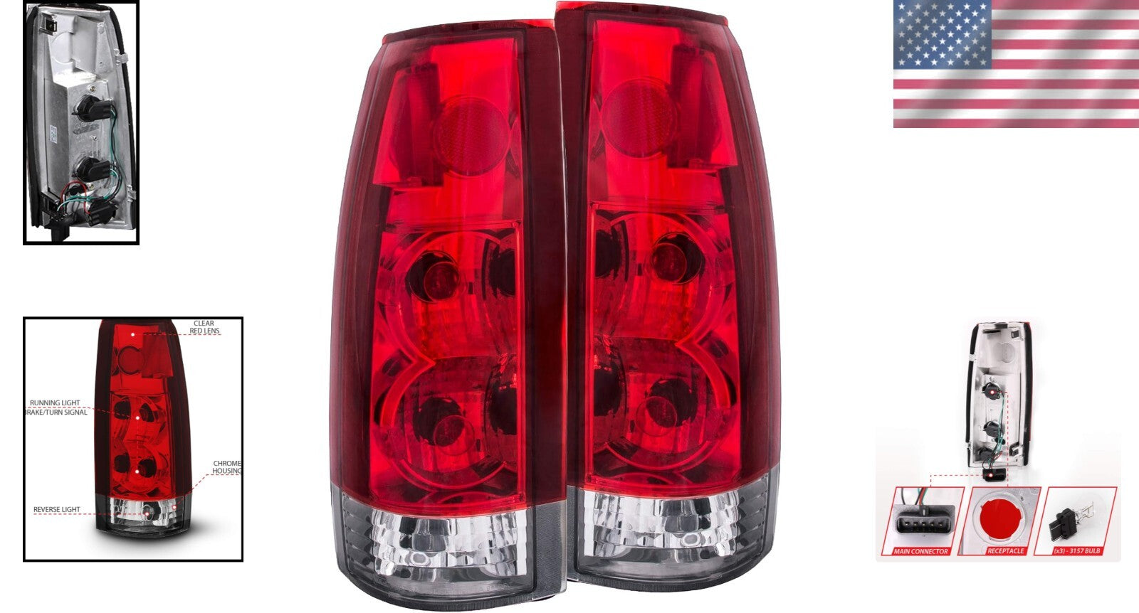 Durable Red/Clear G5 Tail Light Set for Chevy & GMC - Waterproof Performance