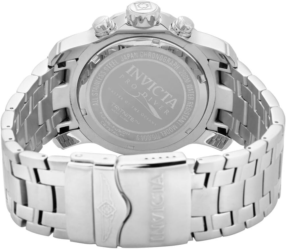 Luxury Men's Pro Diver Watch with Stainless Steel Band and Flame Fusion Crystal