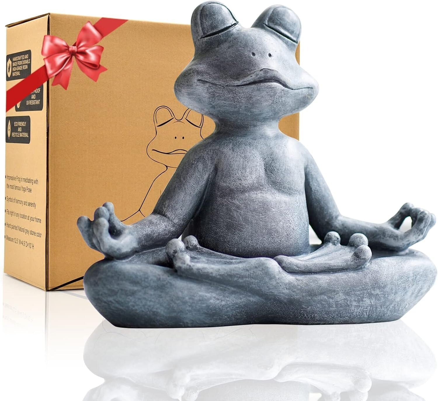 Intricate 12.5" L Meditating Frog Statue - Unique Gift for Zen Garden Lovers