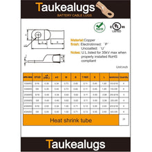 Load image into Gallery viewer, 48PCS UL Certified Copper Cable Ends Kit - AWG 1/0 2/0 4/0 with Shrink Tubing