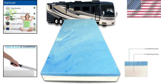 7-Inch Gel Memory Foam RV Mattress Replacement, 30" x 72" Medium Firm Comfort
