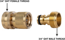 Load image into Gallery viewer, Durable Brass Quick Connect Garden Hose Fittings - Leak-Free 3/4 Inch GHT Set