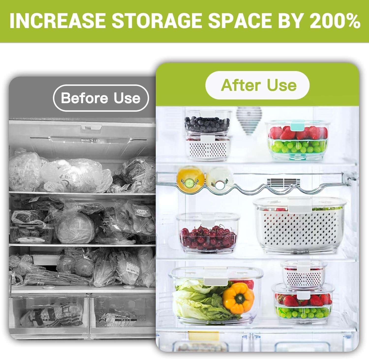 Durable Fruit and Vegetable Organizer Set - 3 Containers with Ventilation System