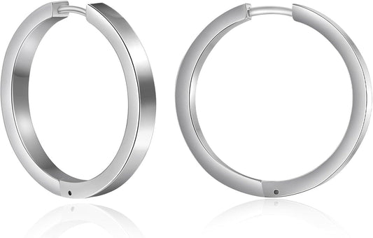 Small/Large Pure Titanium Hoop Earrings - Hypoallergenic Comfort for Men & Women