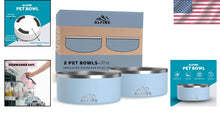 Load image into Gallery viewer, Set of 2 Non-Slip Stainless Steel Dog Bowls - 32 Oz Insulated &amp; Dishwasher Safe