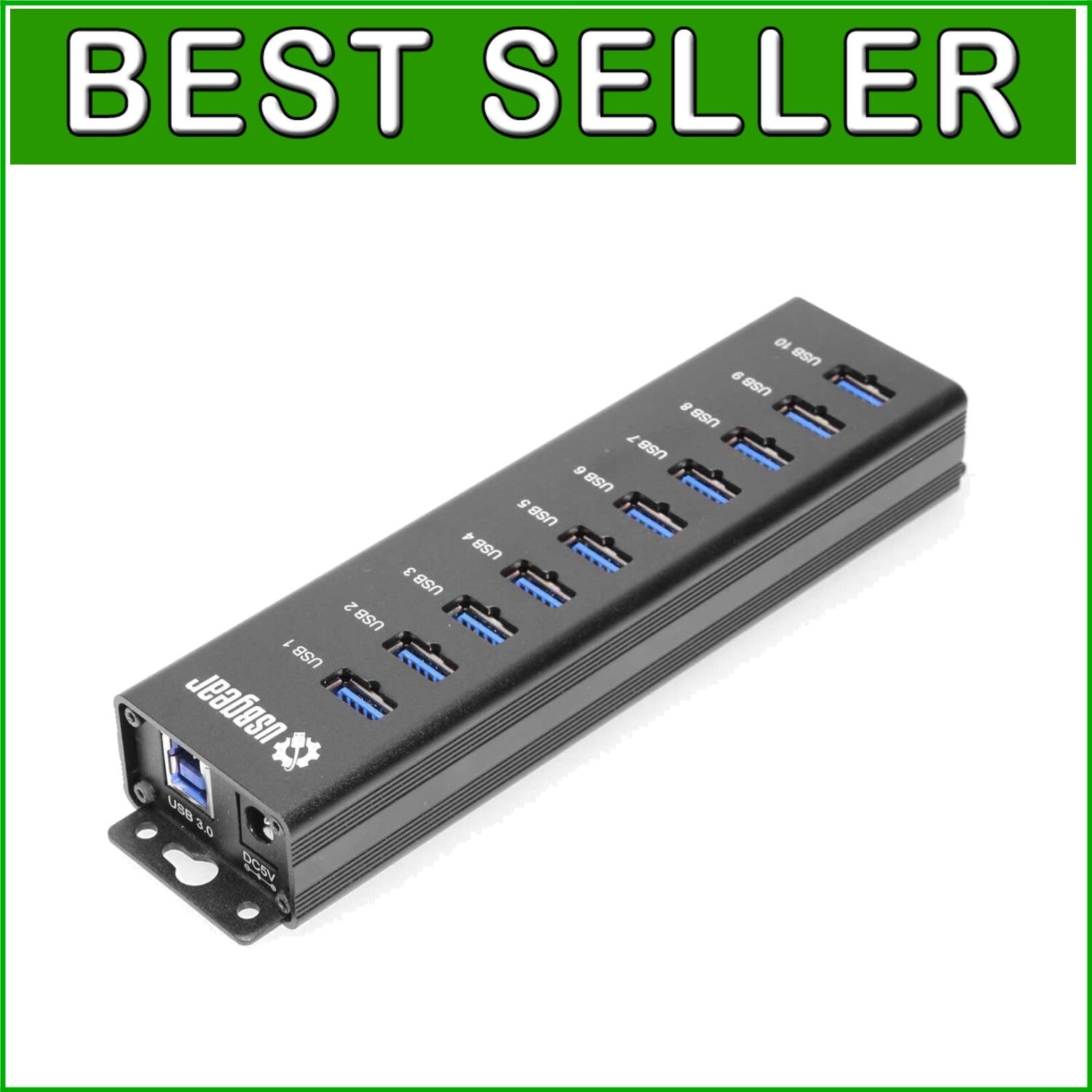 10-Port USB 3.2 Gen 1 Mountable Hub with Fast Charging and 5Gbps Transfer Speed