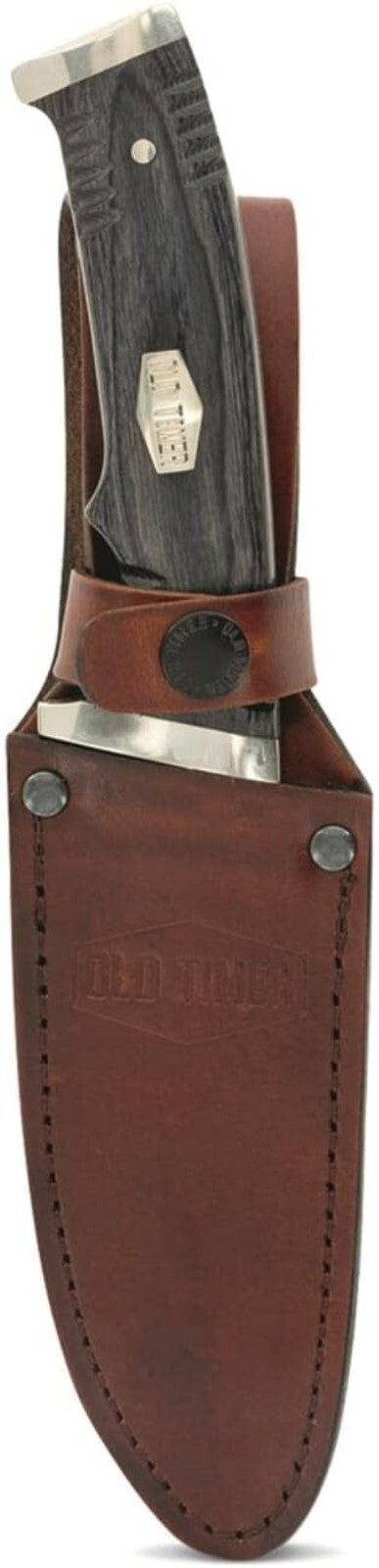 10.25in Drop Point Fixed Blade Knife with Leather Sheath for Hunting & Camping