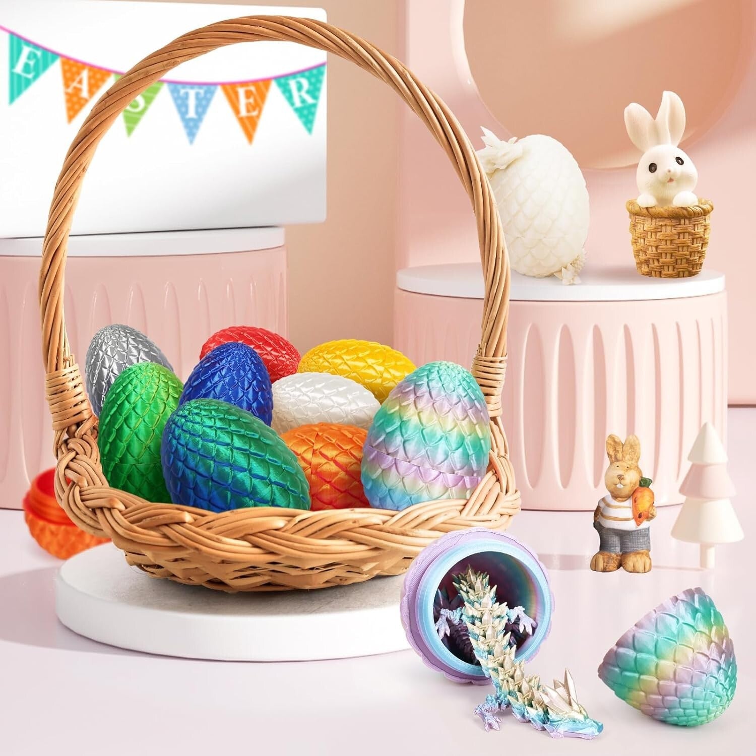 Vibrant 3D Printed Dragon Eggs for Easter - 4 Fun-Filled Toy Surprises