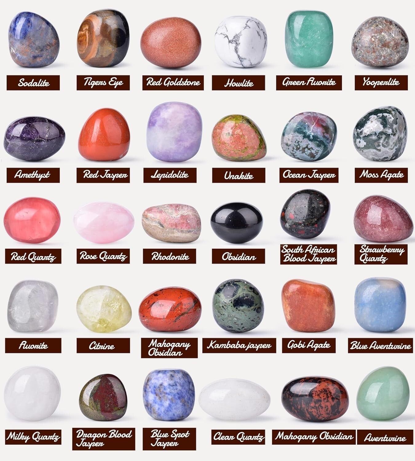 Extra Large Polished Stone Set: 25 Mixed Gemstones for Reiki & Chakra Balancing