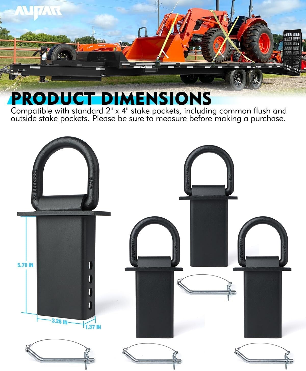 Corrosion-Resistant Heavy-Duty 5/8" Stake Pocket D Rings - 4 Pack Utility