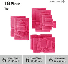 Load image into Gallery viewer, Elegant 18-Piece Fuchsia Towel Collection - Machine Washable, Oeko-Tex Certified
