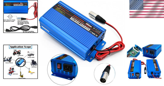 Compact 24V Automatic Smart Battery Charger with XLR Connector & LED Indicators