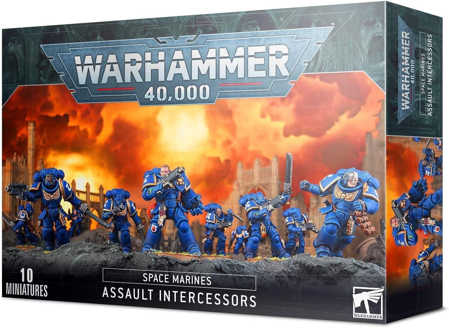 10-Piece Space Marine Assault Intercessors Miniatures - Classic Warhammer Kit