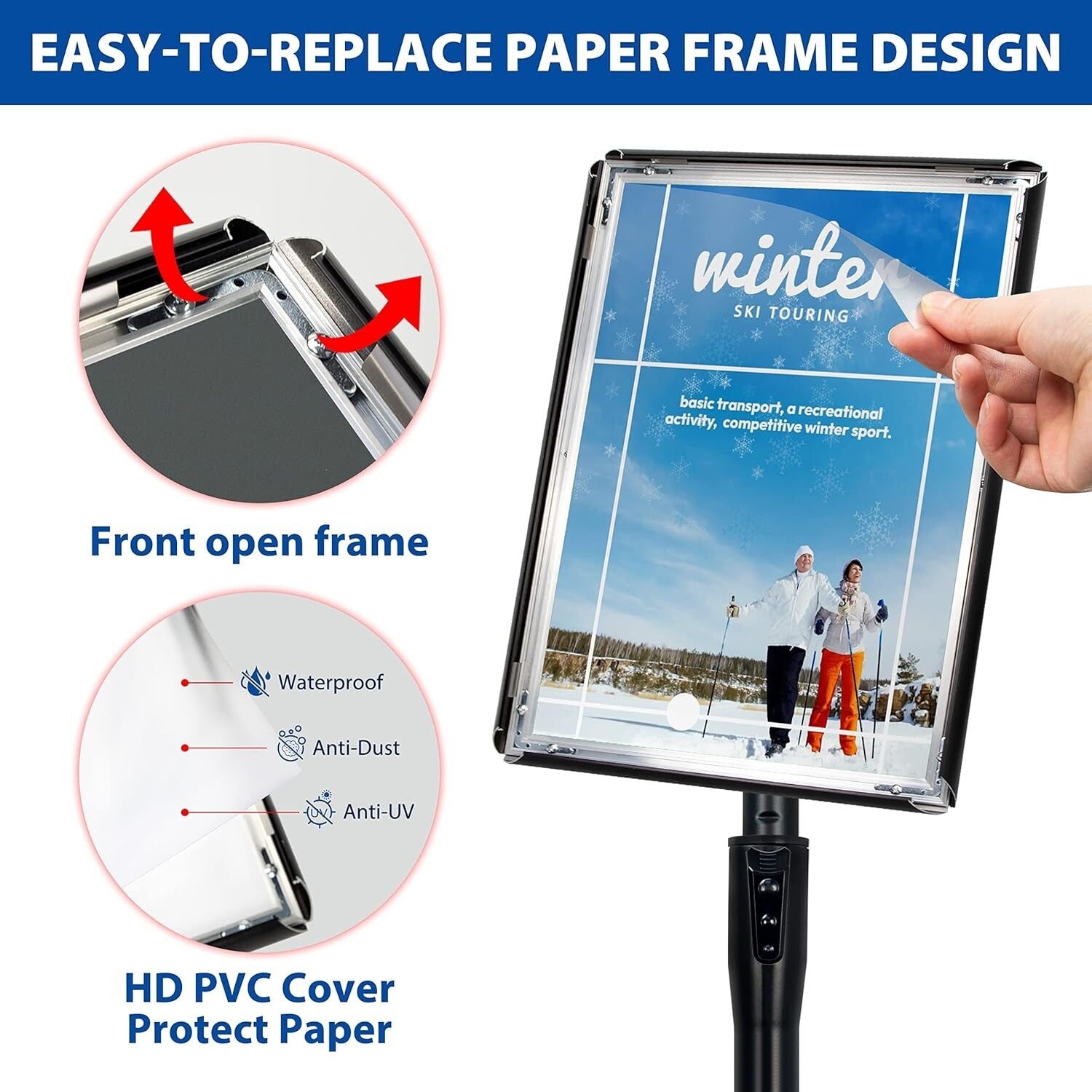 6-Pack Adjustable Sign Holder with Heavy Base - Perfect for Indoor & Outdoor