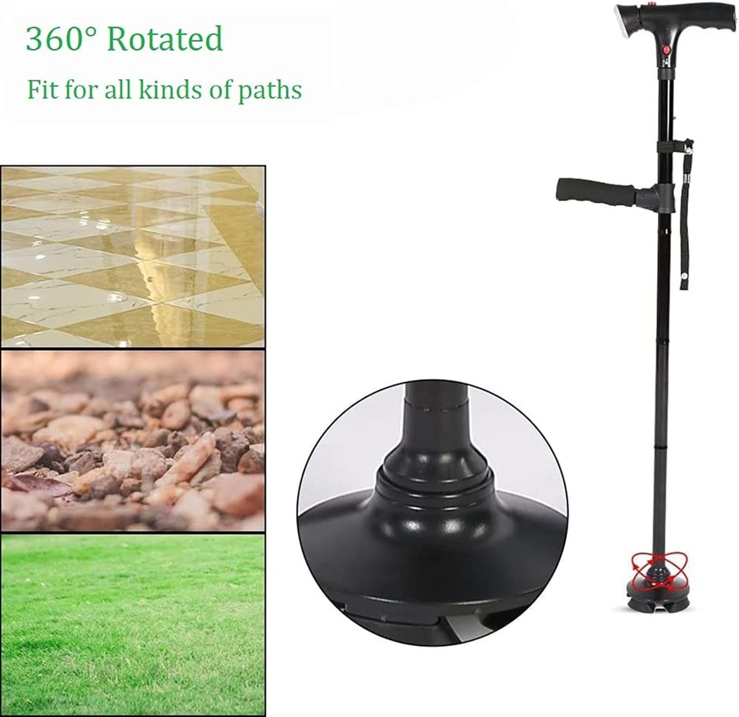 Versatile Walking Cane for Men & Women - Adjustable Length & Built-in Light