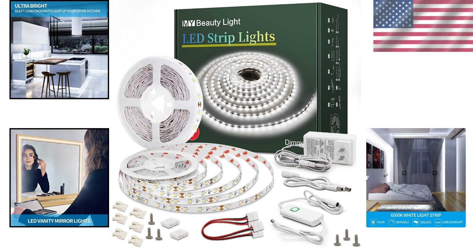 Customizable LED Strip Lights Kit with Dimmer - Ideal for Stylish Interiors