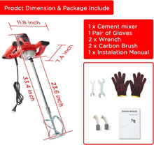 Load image into Gallery viewer, 2300W Portable Electric Cement Mixer with 6 Speed Settings for Versatile Mixing