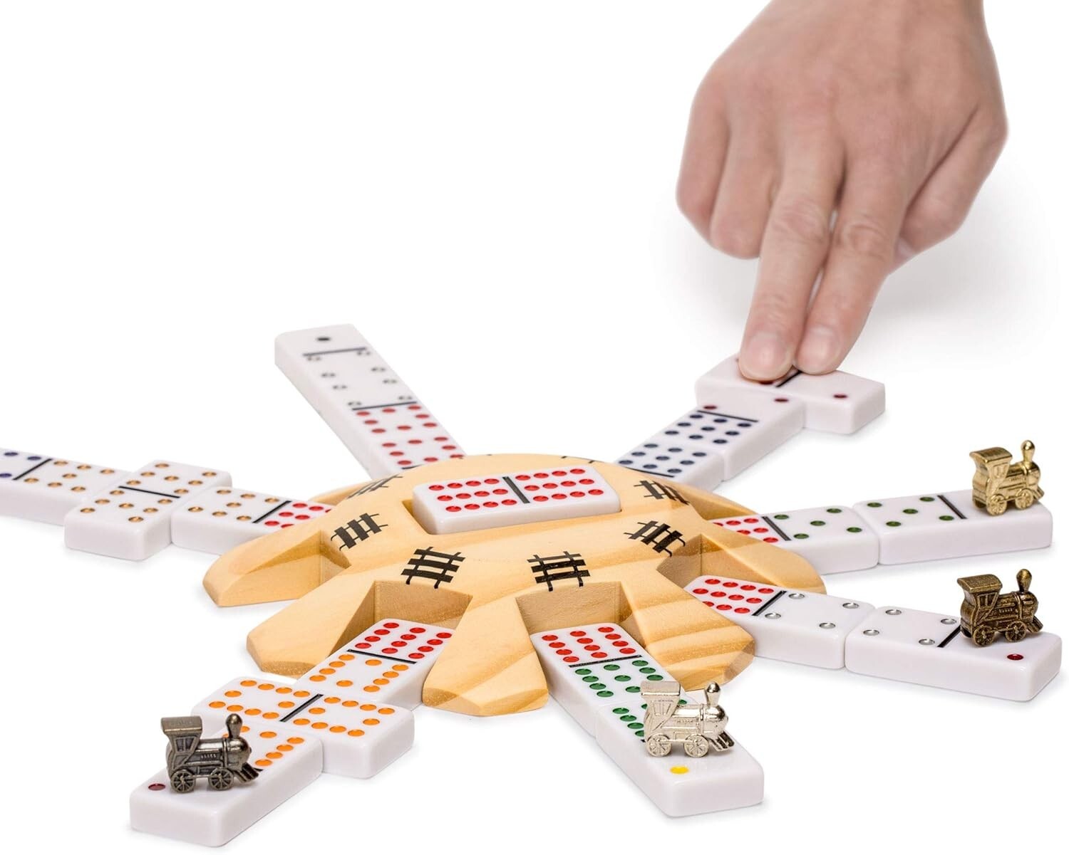 Deluxe Mexican Train Set - 91 Double 12 Dominoes with Stylish Storage Case