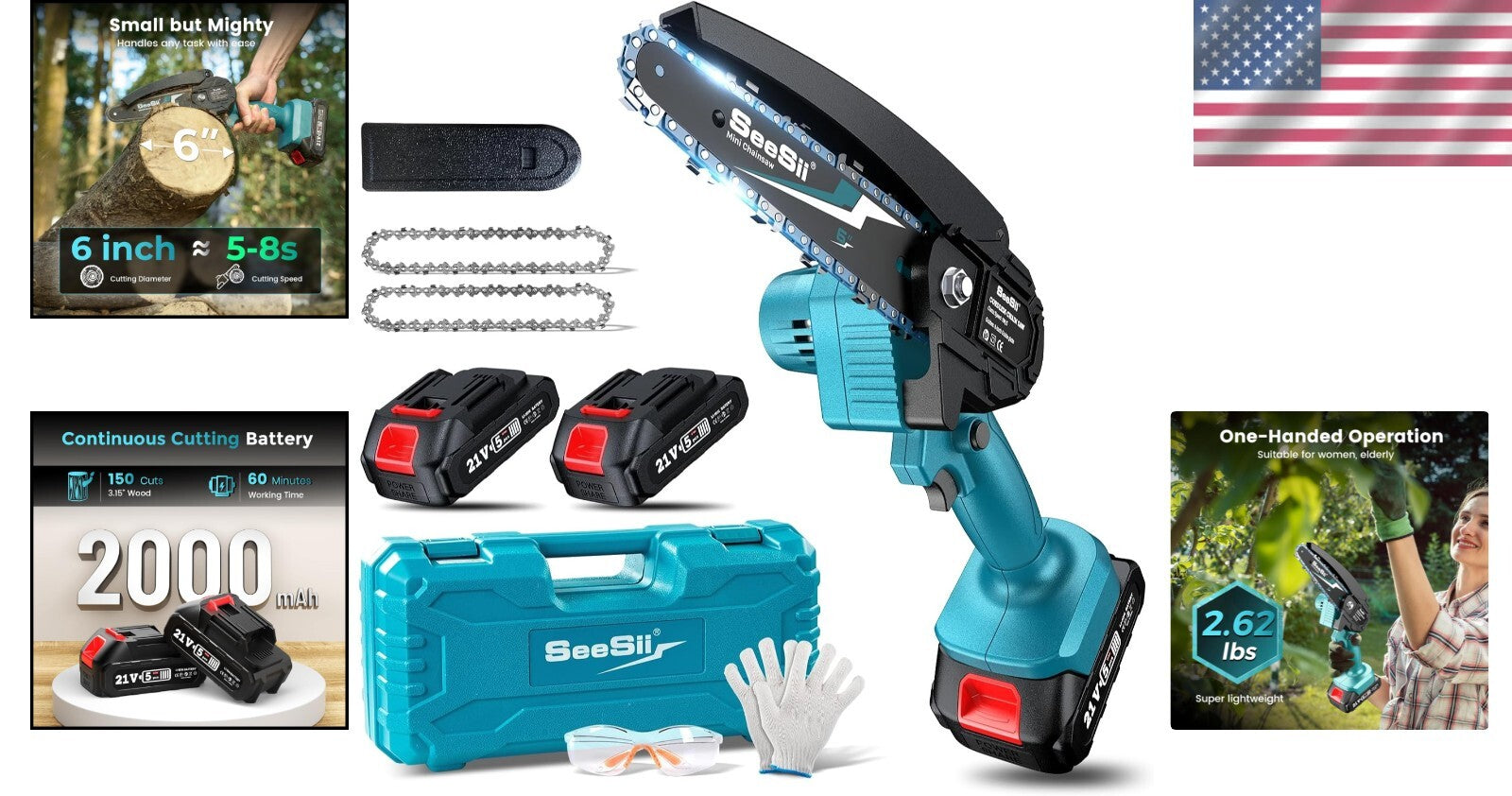 Portable 6-Inch Battery-Powered Chainsaw - Quick Logs Cutting, Compact Design