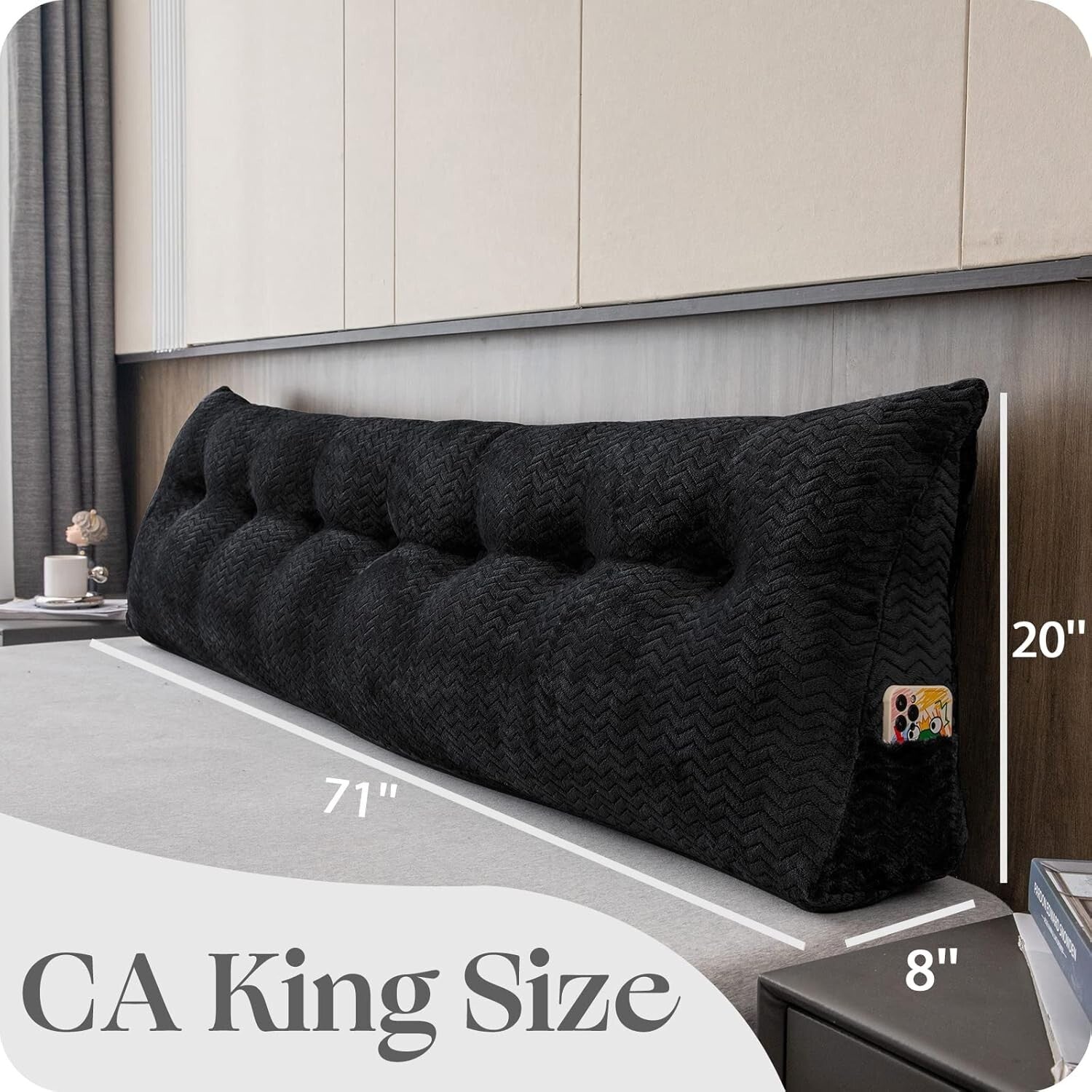 Ergonomic Large Wedge Pillow - California King Backrest for Reading & Relaxation