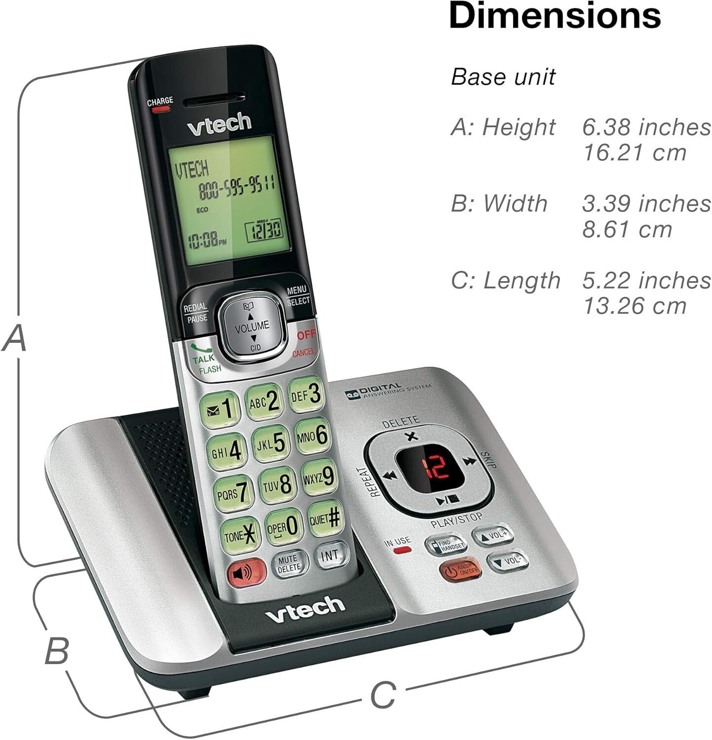 Caller ID & Call Waiting Cordless Phone System with 2 Handsets - Silver/Black