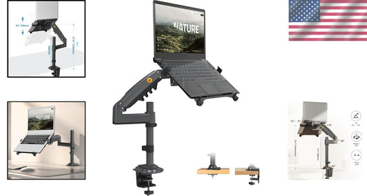 Dual Adjustable Laptop & Monitor Mount with Cable Management - Easy Installation