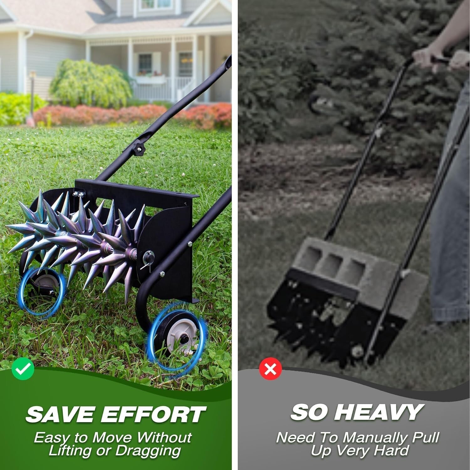 Durable Rotary Spike Aerator with Weight Tray for Effective Lawn Treatment