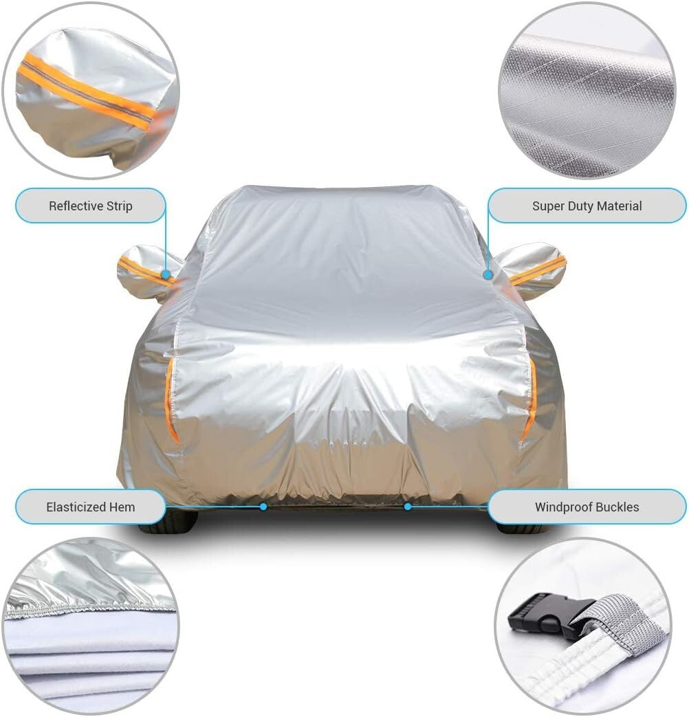 All-Weather Silver SUV Cover: Waterproof, Windproof & UV Layering Protection