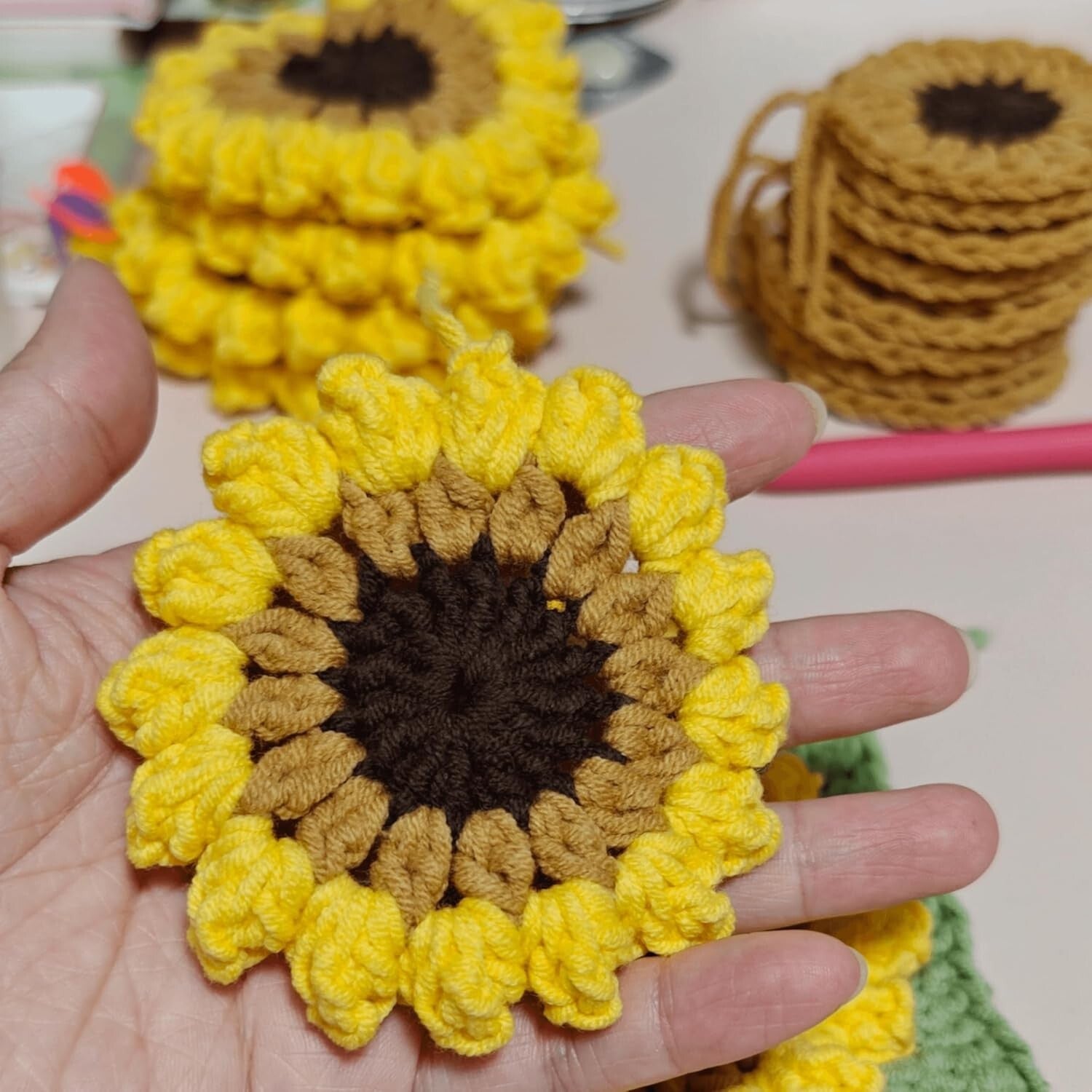 Artisan Crocheted Sunflower Throw Blanket - Boho 59" x 39" for Cozy Luxury