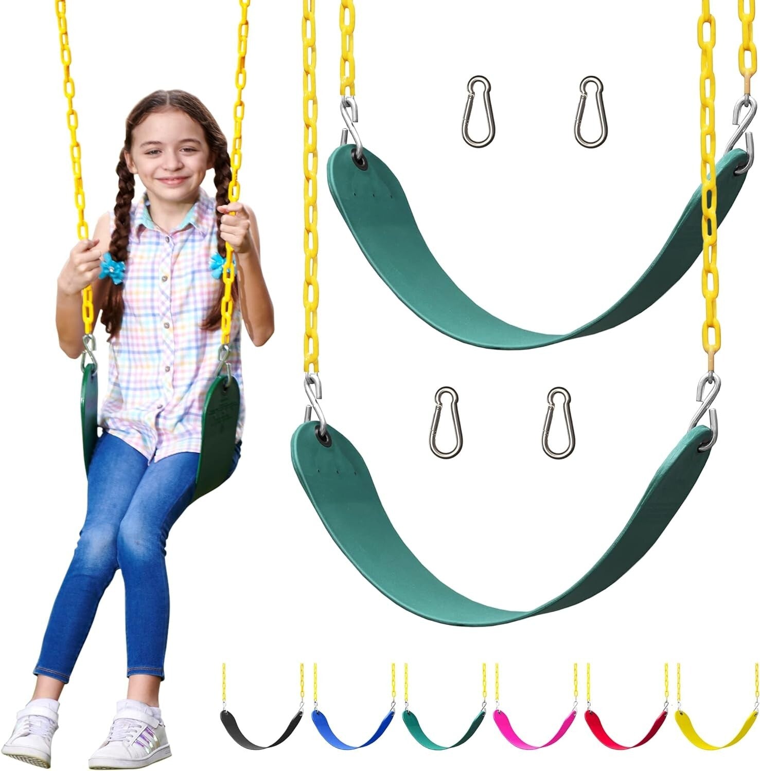 Weather-Resistant Green Swing Replacement Kit for Kids - 300 lbs Capacity