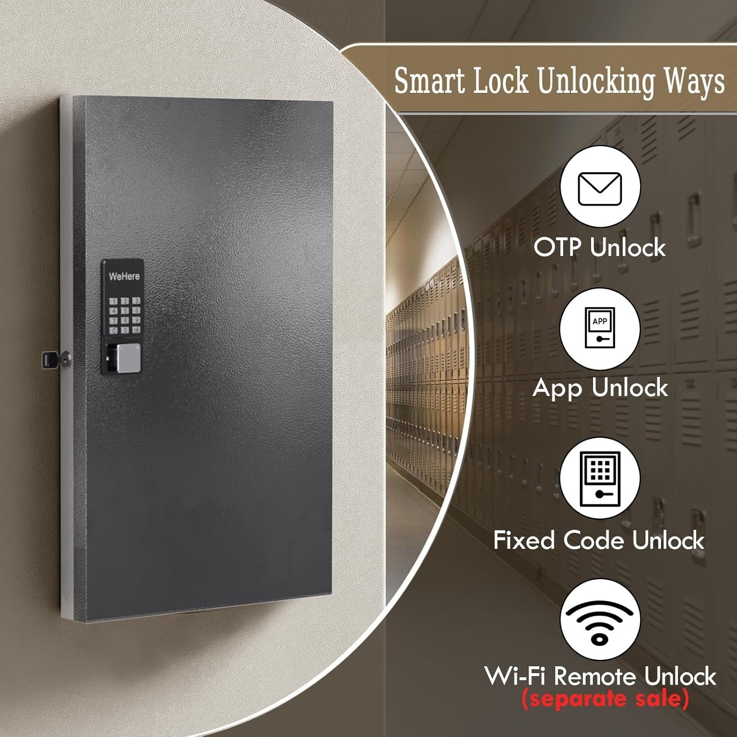 Secure 96-Key Key Box with Smart Lock and Multiple Access Methods – Black Finish