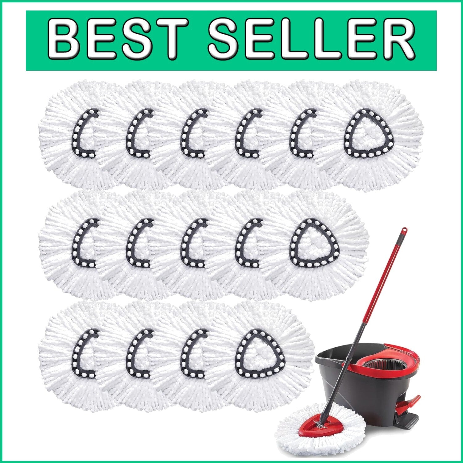 Versatile 15-Pack Mop Replacement Heads for O Cedar – Safe for All Surfaces