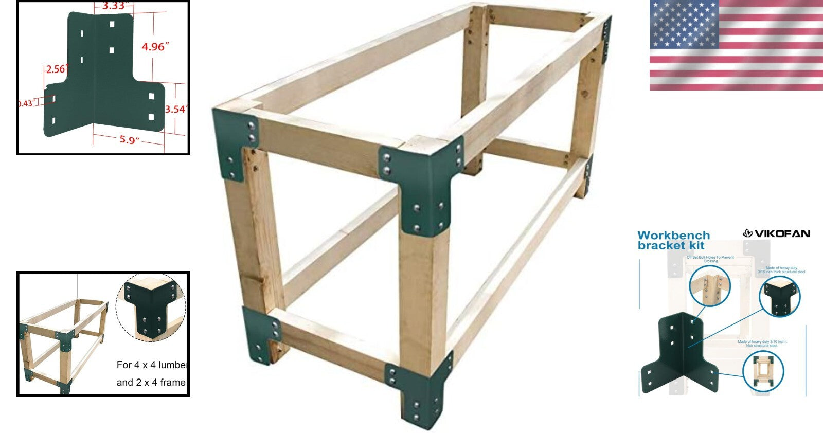 Sturdy 8 PCS Workbench Support Brackets - Easy Install for Custom Woodworking