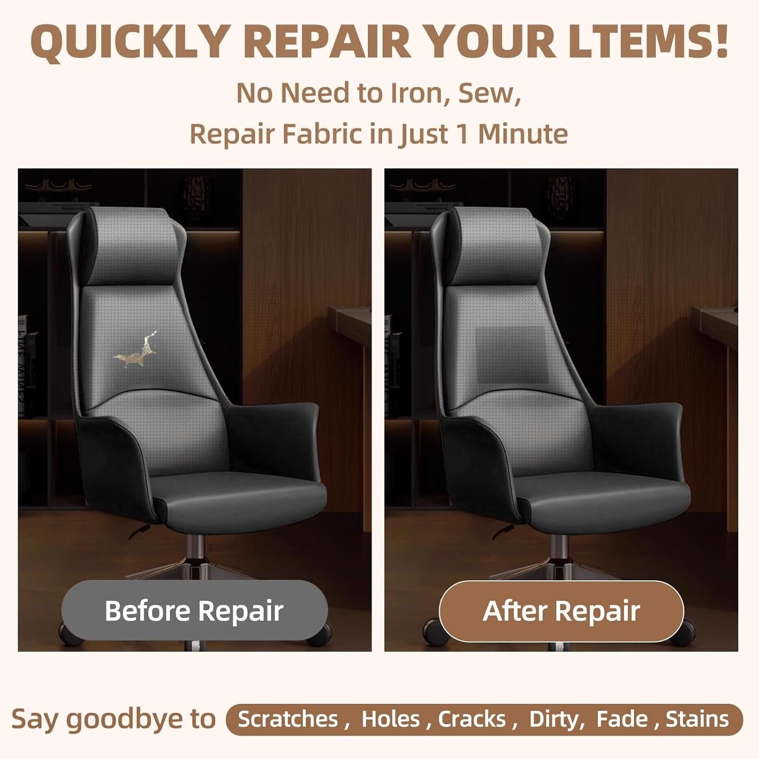 Versatile Black Leather Repair Patch, 35X79 Inch - No Residue & Strong Adhesion