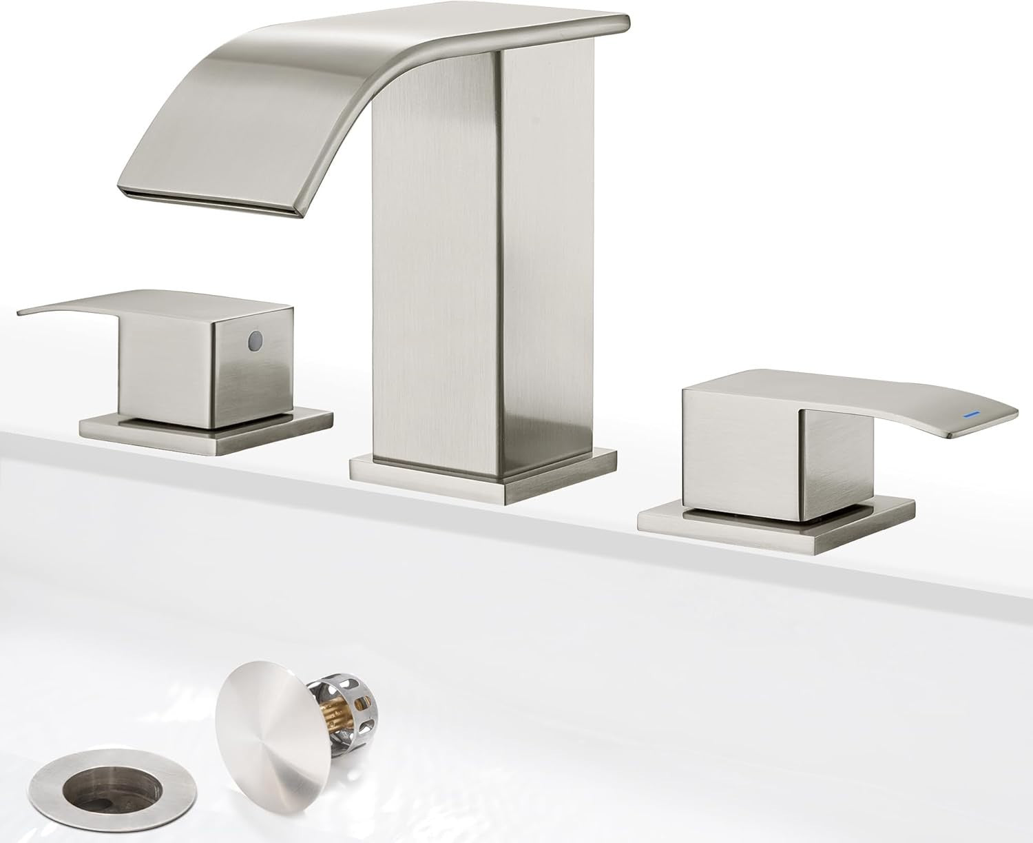 Sophisticated Brushed Nickel 8 Inch Waterfall Faucet with Easy Installation Kit