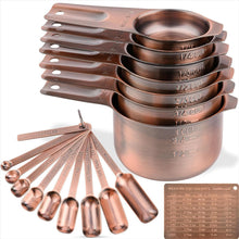 Load image into Gallery viewer, Copper Measuring Cups and Stainless Steel Spoons Set for Perfect Precision
