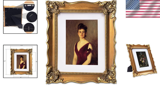 Antique Bronze Picture Frame with Interchangeable Mat for Wall & Tabletop