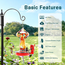 Load image into Gallery viewer, Solar-Powered Hummingbird Feeder with 2K HD Camera – Alexa &amp; Google Compatible